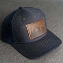 LIMITED EDITION - Navy Color YOUTH Trucker Style Hat with Leather Patch - 20 Stamp Design Options