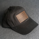 Leather Patch Unstructured Style Hat - American Flag Stamp