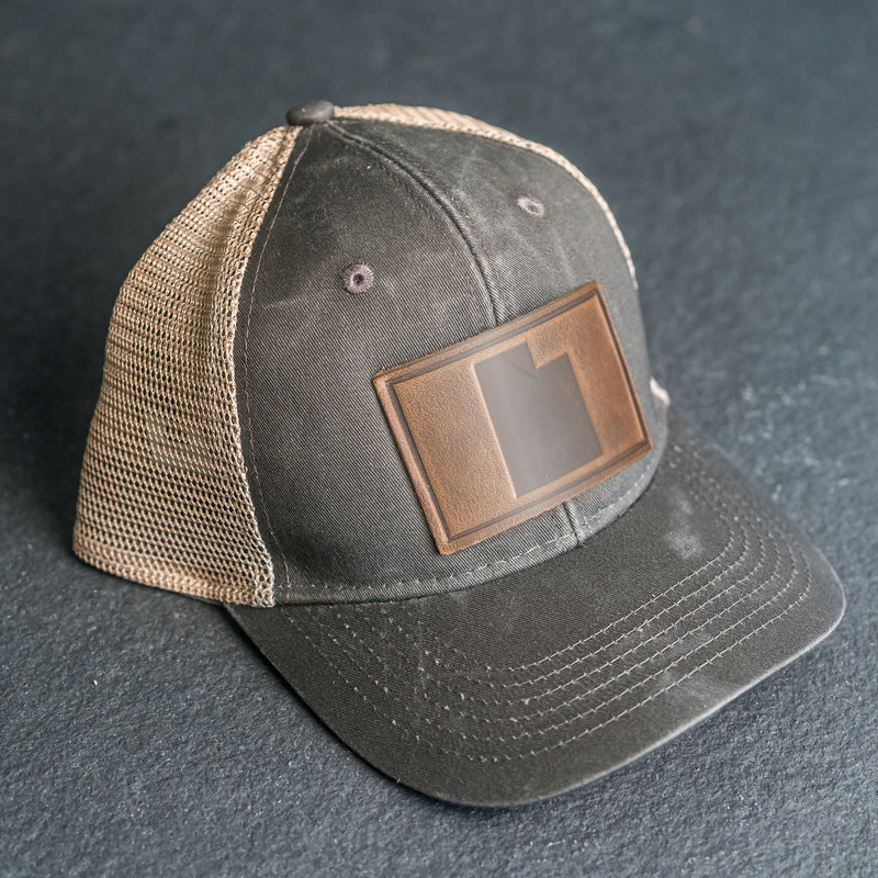 Leather Patch Ponytail Style Hat - Utah Stamp