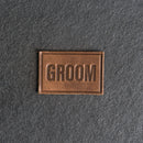 Bride & Groom Leather Patches with Optional Hook and Loop Fastener- Block Font