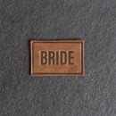 Bride & Groom Leather Patches with Optional Hook and Loop Fastener- Block Font