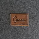 Bride & Groom Leather Patches with Optional Hook and Loop Fastener - Cursive Font