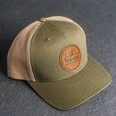 Your Logo on a Leather Patch Trucker Style Hat - Circle Patch