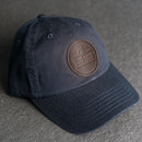 Your Logo on a Leather Patch Unstructured Style Hat - Circle Patch