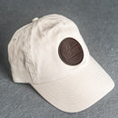 Your Logo on a Leather Patch Unstructured Style Hat - Circle Patch