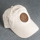 Your Logo on a Leather Patch Unstructured Style Hat - Circle Patch