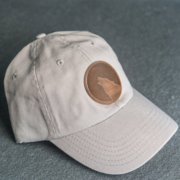 Leather Patch Unstructured Style Hat - Wolf Stamp