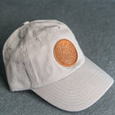 Leather Patch Unstructured Style Hat - Circle Patch - Floral Stamp