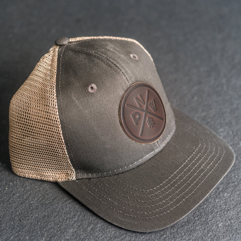 Leather Patch Ponytail Style Hat - PNW Stamp