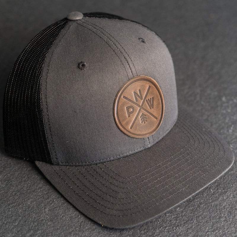 Leather Patch Trucker Style Hat - PNW Stamp