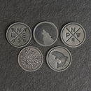 LIMITED EDITION - FLAT BILL Style Hat with Leather Patch - Dark Gray Hat - 30+ Stamp Design Options