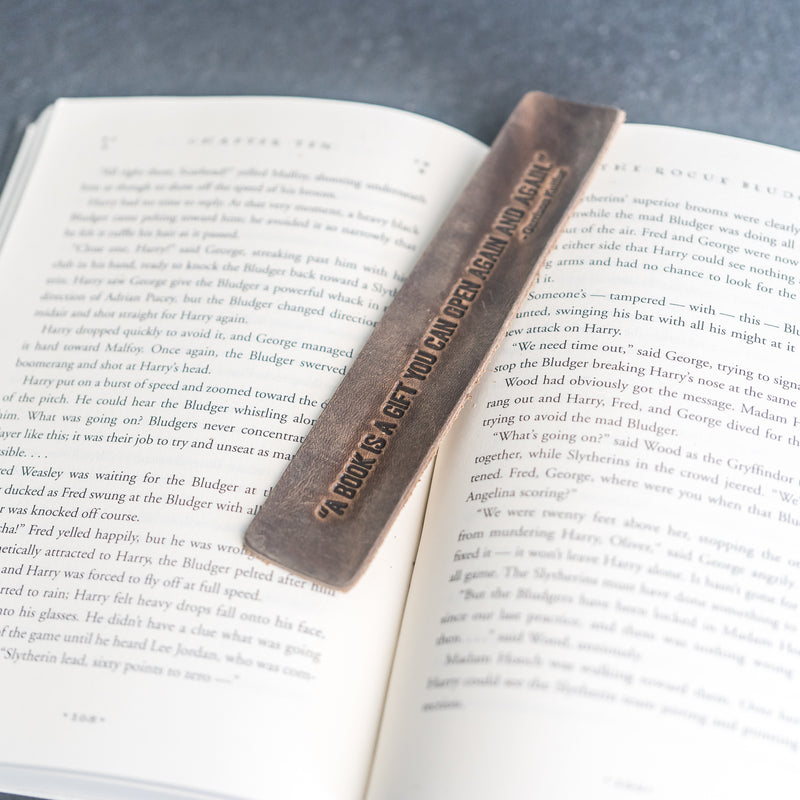 A book is a gift... - Leather Bookmark