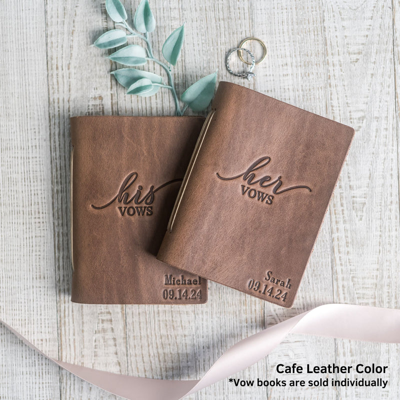 His Vows and Her Vows Personalized Leather Wedding Vow Books Personalized with Name and/or Date