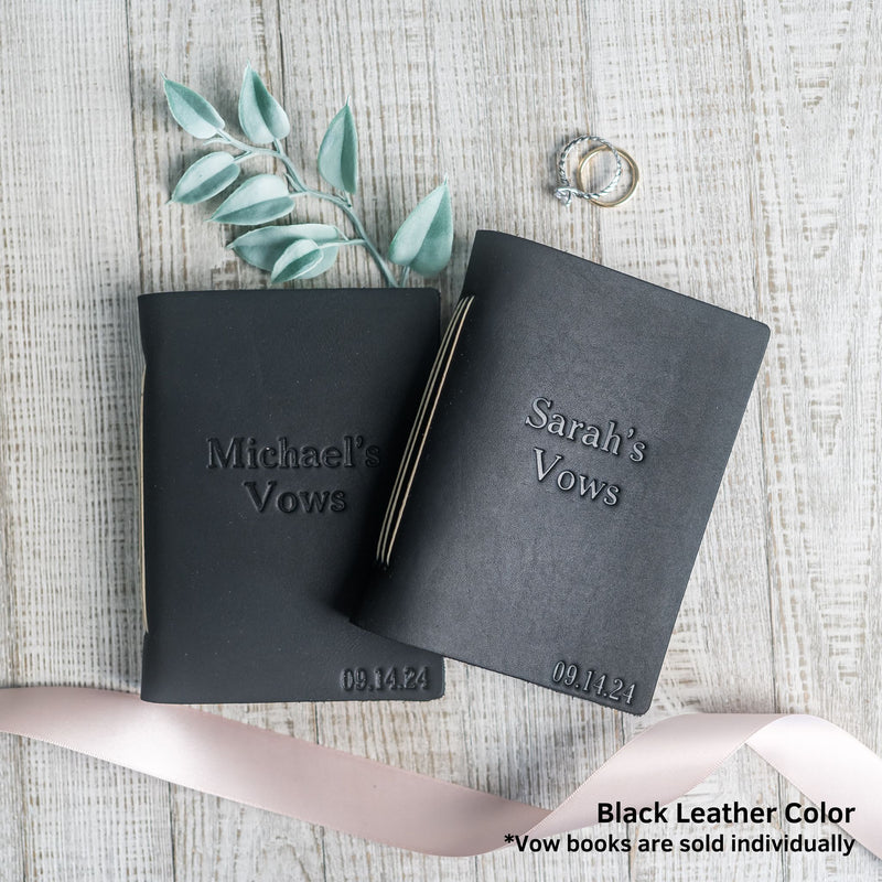 Personalized Leather Vow Book - (First Name)'s Vows (Serif)