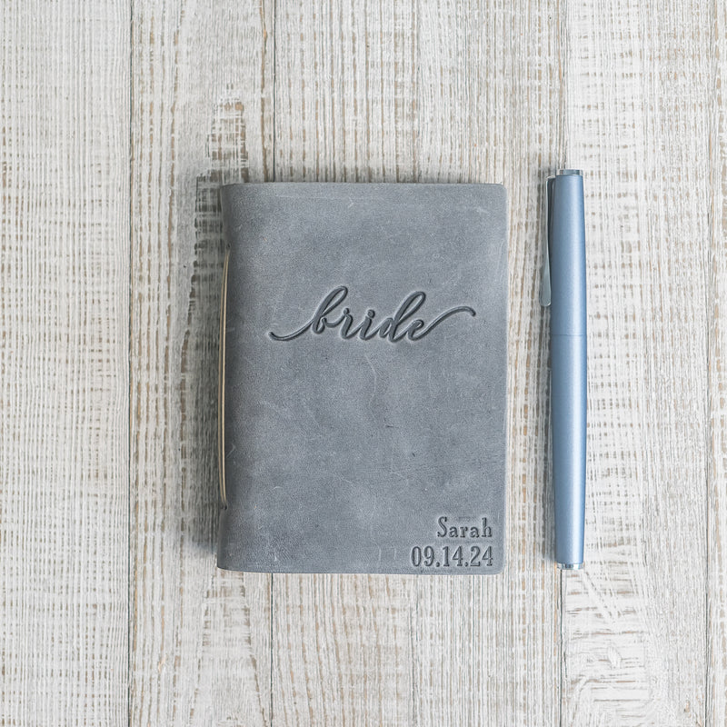 Bride or Groom Personalized Leather Wedding Vow Books with Name and/or Date