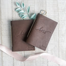 His and Hers Personalized Leather Vow Book with Name and/or Date Pocket Notebook