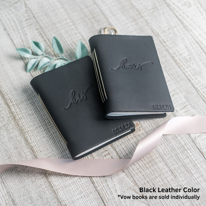 His and Hers Personalized Leather Vow Book with Name and/or Date Pocket Notebook