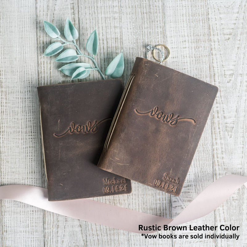 Personalized Leather Vow Book - Vows (Cursive)