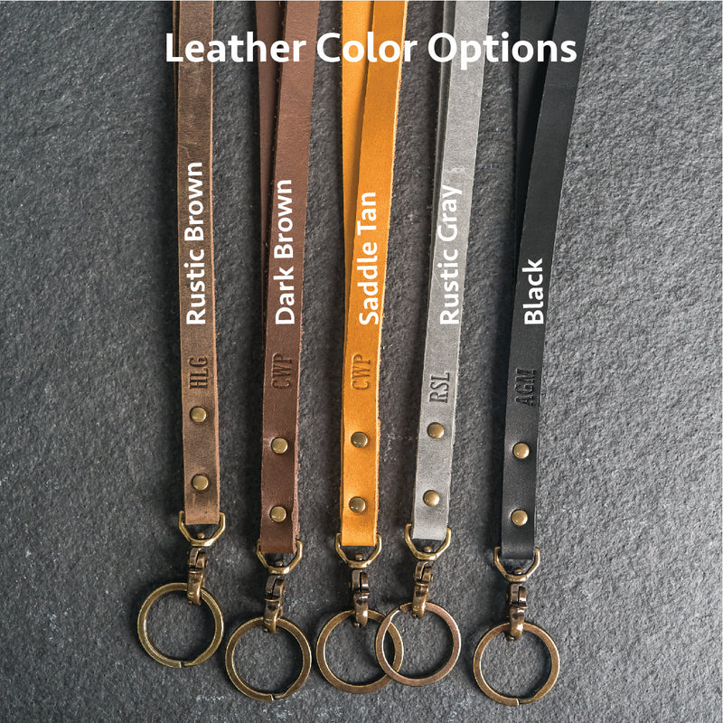 Key Lanyard Black Leather, Made in the U.S.