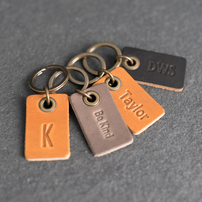 Classic Rectangle Leather Keychain | Personalized Premium Leather Keychain | Custom Key Fob | Leather Gift Handmade in the USA