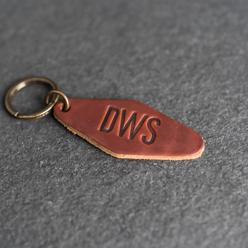 Personalized Leather Motel Key Shape Keychain