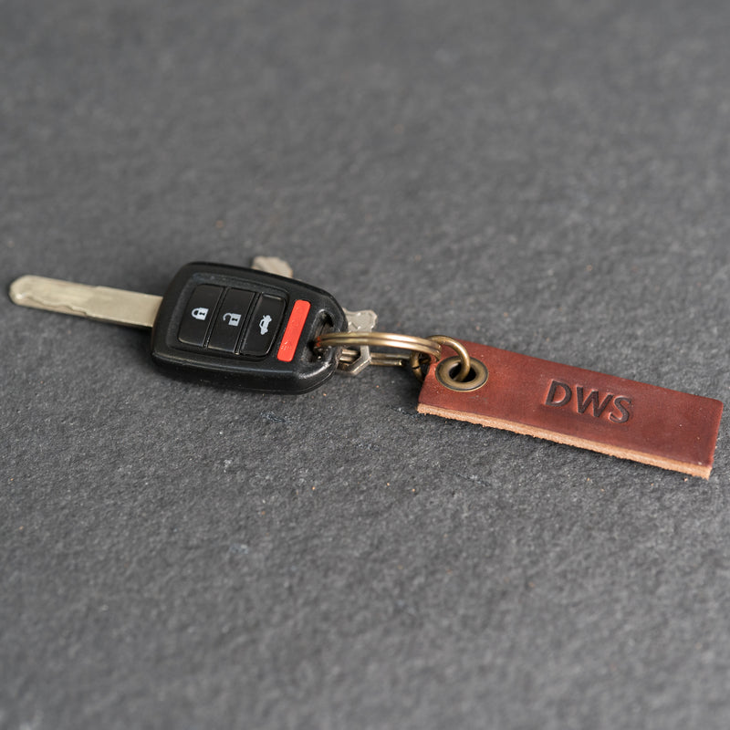 Extended Rectangle Leather Keyring | Personalized Premium Leather Keychain |  Custom Key Fob | Leather Gift Handmade in the USA