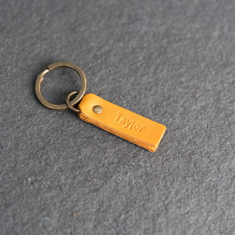 Leather Tab Keychain | Personalized Premium Leather Keychain  |  Leather Gift Handmade in the USA