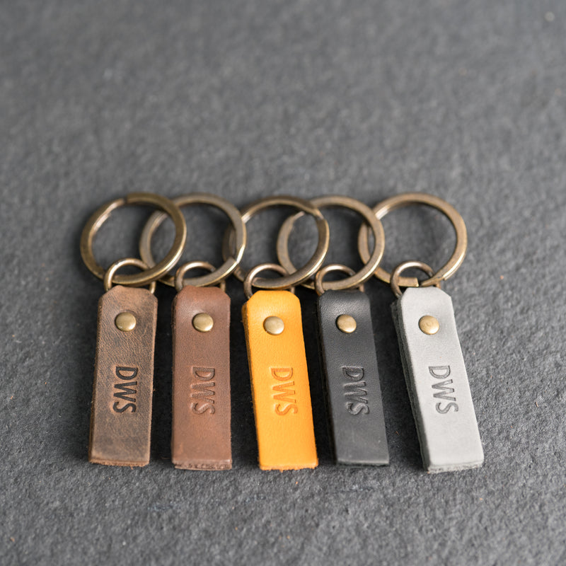 Leather Tab Keychain | Personalized Premium Leather Keychain | Leather