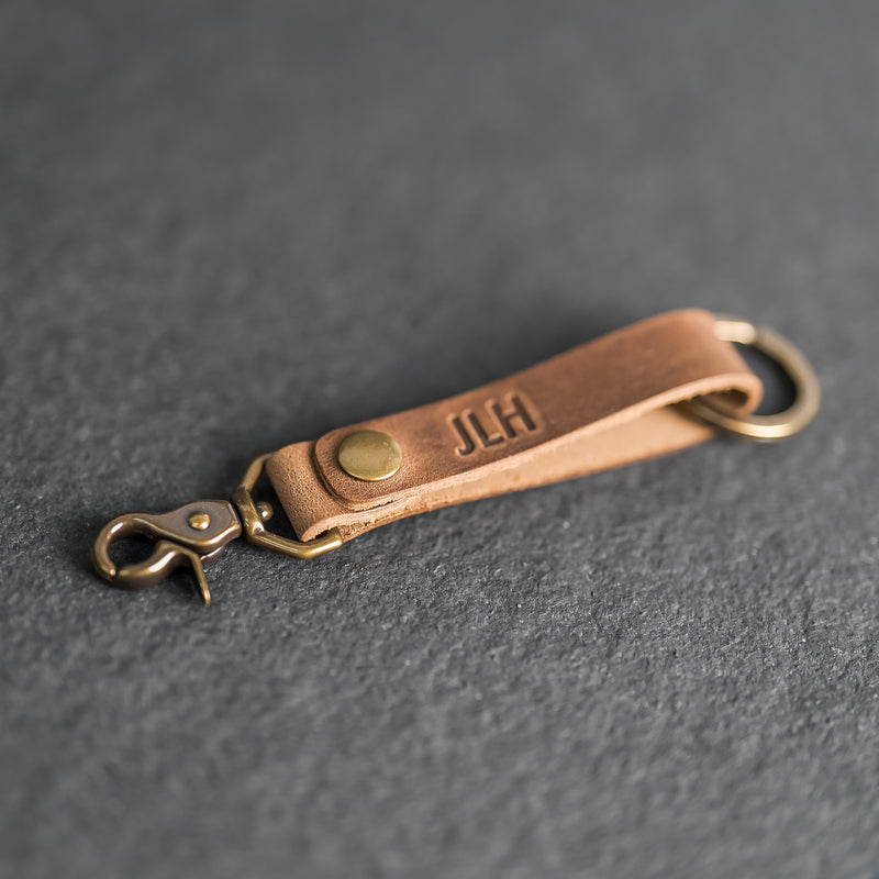 Looped Snap Closure Keychain | Personalized Premium Leather Keychain