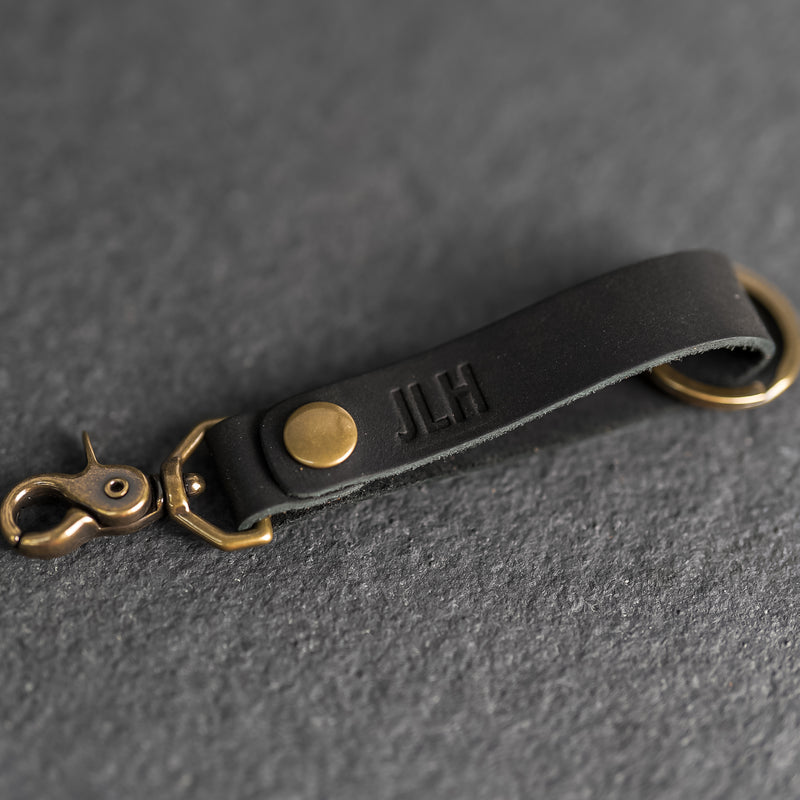 Looped Snap Closure Keychain | Personalized Premium Leather Keychain