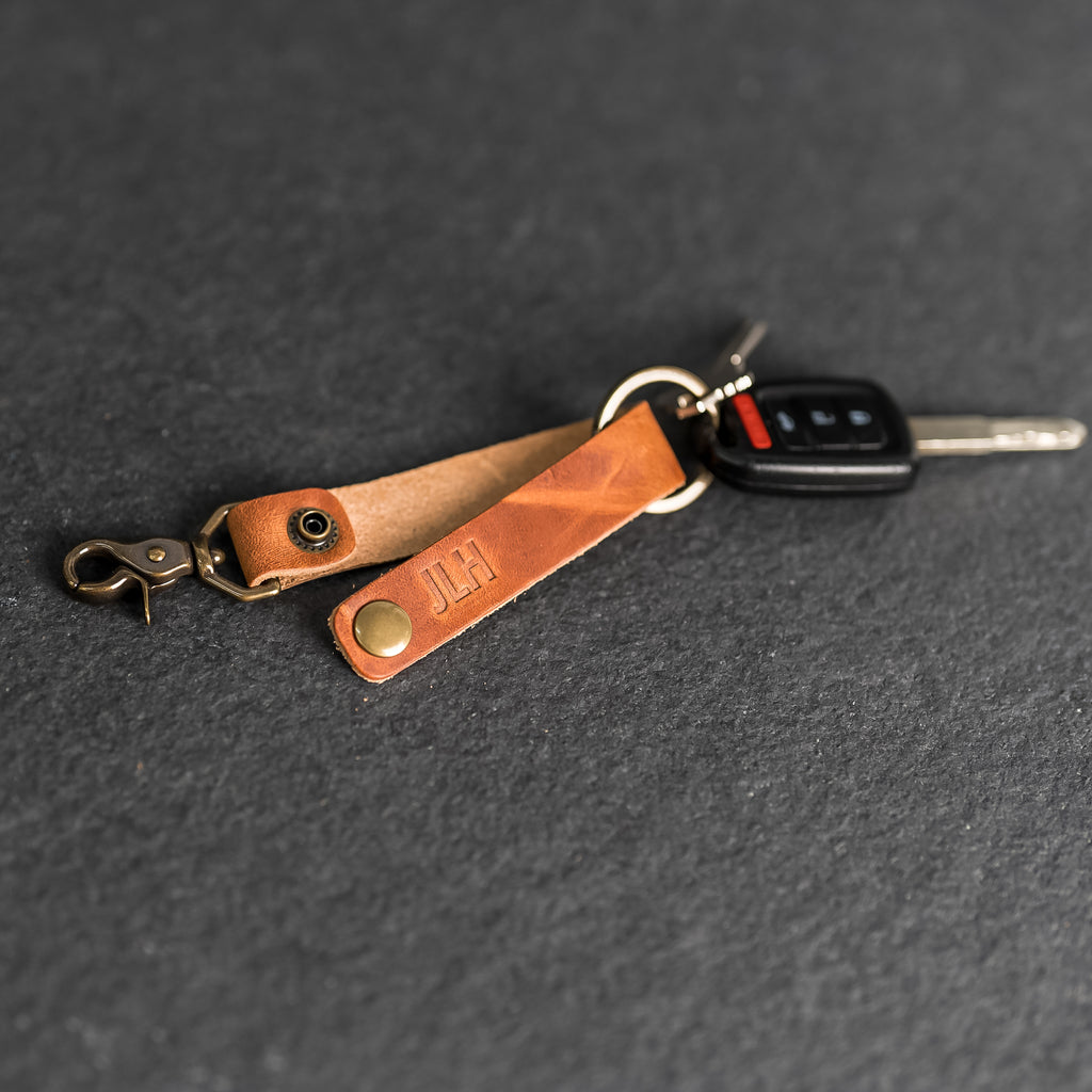 Looped Snap Closure Keychain | Personalized Premium Leather Keychain