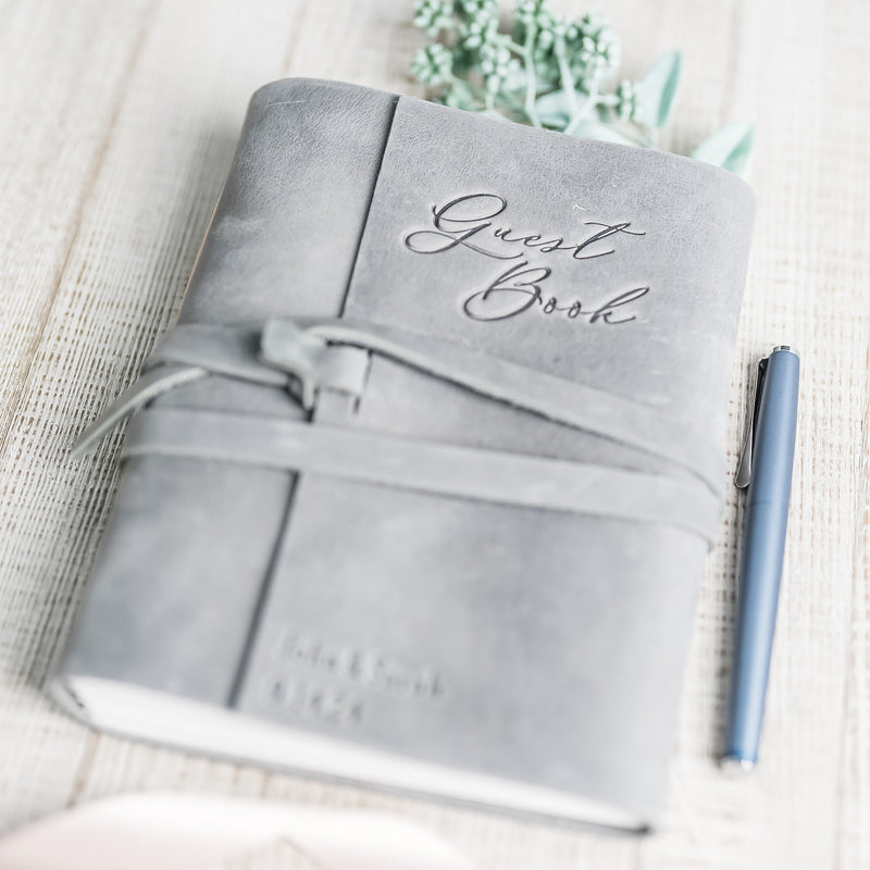 Personalized 6x8 Leather Wedding Guest Book