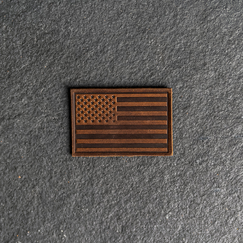 American Flag Leather Patches with optional Velcro added