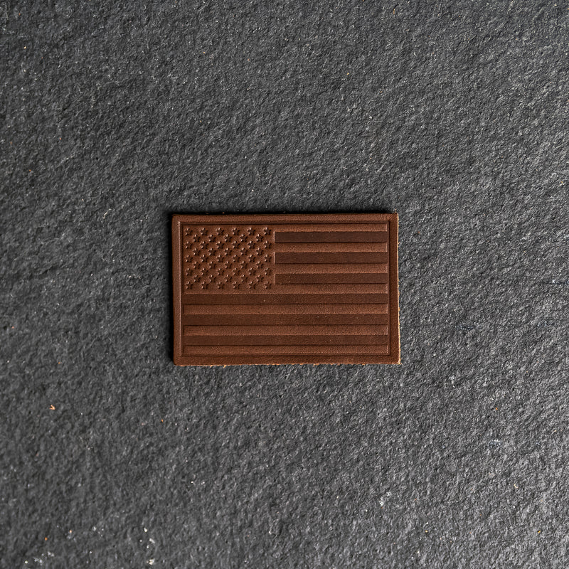American Flag Leather Patches with optional Velcro added