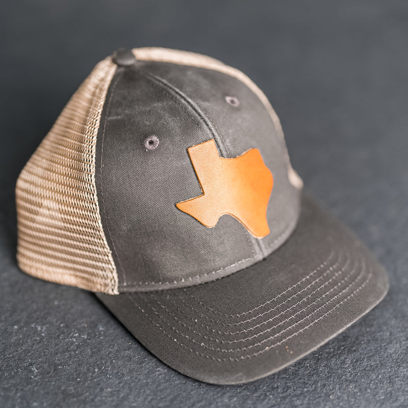 Leather Patch Ponytail Style Hat - Texas Shape