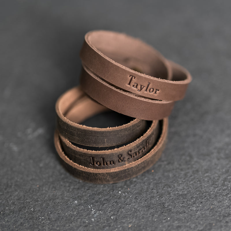 Personalized Leather Triple Wrap Bracelet