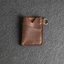 Card Holder Wallet with D-Ring and Optional Wristlet or Lanyard - Personalized Leather Wallet
