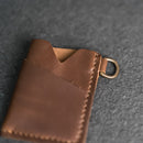 Card Holder Wallet with D-Ring and Optional Wristlet or Lanyard - Personalized Leather Wallet