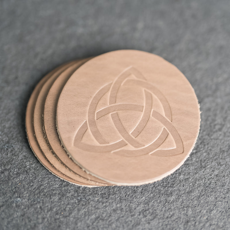 Celtic Knot Symbol Leather Coasters - Set of 4
