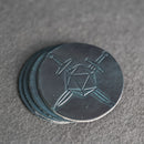 D20 with Swords Symbol Leather Coasters - Individual or Set of 4