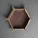 Personalized Leather Valet Tray - Hexagon