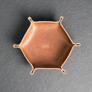 Personalized Leather Valet Tray - Hexagon