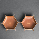 Personalized Leather Valet Tray - Hexagon