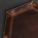 Personalized Leather Valet Tray - Hexagon