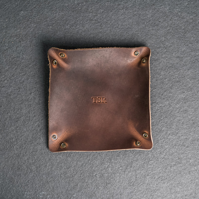 Personalized Leather Dice Tray - Square