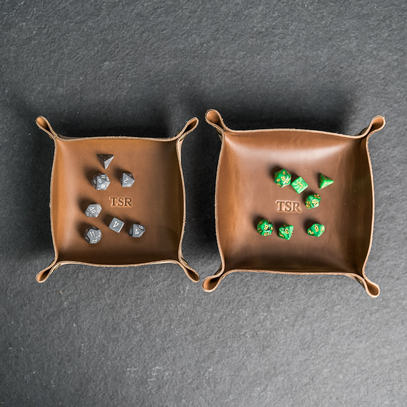 Personalized Leather Dice Tray - Square