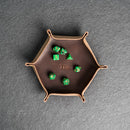 Leather Dice Tray with Design Stamp Options - Hexagon Shape