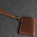 Card Holder Wallet with D-Ring and Optional Wristlet or Lanyard - Personalized Leather Wallet