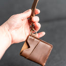 Card Holder Wallet with D-Ring and Optional Wristlet or Lanyard - Personalized Leather Wallet