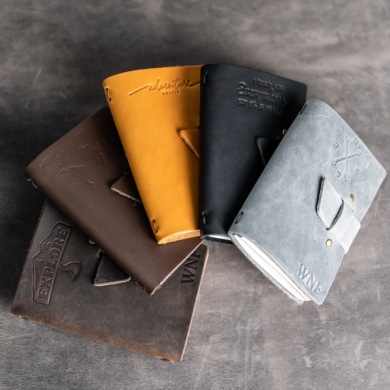 Pocket Adventure Journal with Buckle Closure - Refillable Leather Jour
